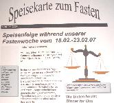 Speisekarte zum Fasten
